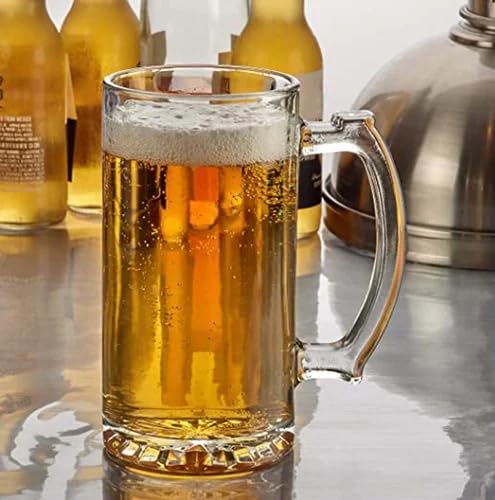 Prego Transparent Beer Mug Serve Juice and Beer Drinking Mug with Handle Set of 1 pcs 500 ml Each