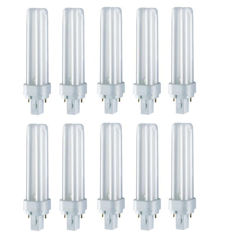 Osram Ledvance- 13 Watt- Dulux D- G24D-2 -Fluorescent PLC-DD Lamp- Cross pin- Cool White 6500K- Pack of 10