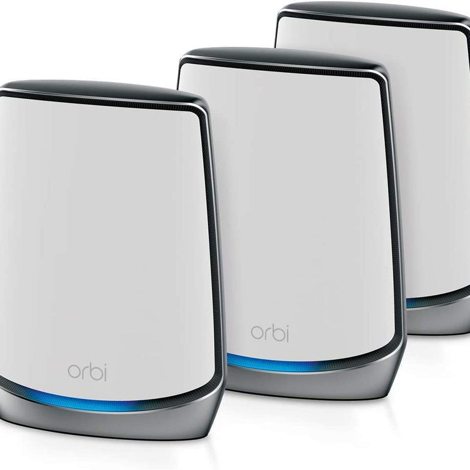 Netgear Orbi Whole Home Tri-Band Mesh WiFi 6 System (RBK853) Router with 2 Satellite Extenders, Coverage up to 7,500 sq. ft. and 60+ Devices, 11AX Mesh AX6000 WiFi (Up to 6Gbps)