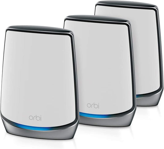 Netgear Orbi Whole Home Tri-Band Mesh WiFi 6 System (RBK853) Router with 2 Satellite Extenders, Coverage up to 7,500 sq. ft. and 60+ Devices, 11AX Mesh AX6000 WiFi (Up to 6Gbps)