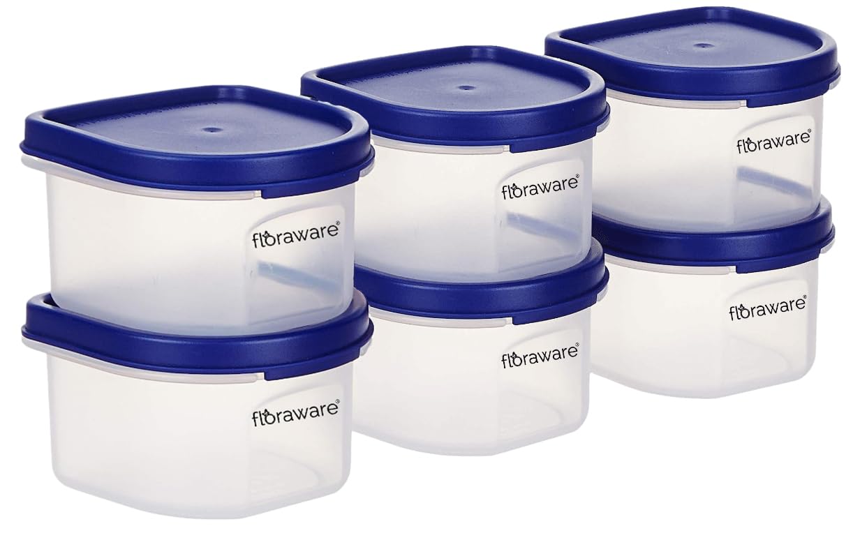 Floraware Food Safe Modular Plastic Storage Containers, Storage Jar with Lid, BPA Free, 250ML (Blue, 2)