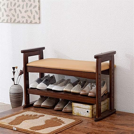 OGESTA Sheesham Wood Shoe Rack for Home | Wooden Shoe Cabinet for Home for Home with Seating | Solid Wood Shoe Rack for Home with Seat | Wooden Shoe Rack Cabinet Walnut