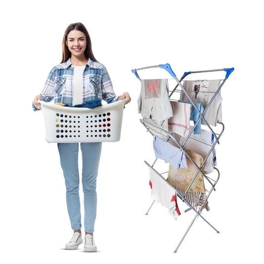 PENG ESSENTIALS ProWide Cloth Drying Stand -Pre Assembled, Weather Resistant, Foldable, 3-Tier clothes Drying Rack for Balcony & Indoors with 15 kg drying capacity