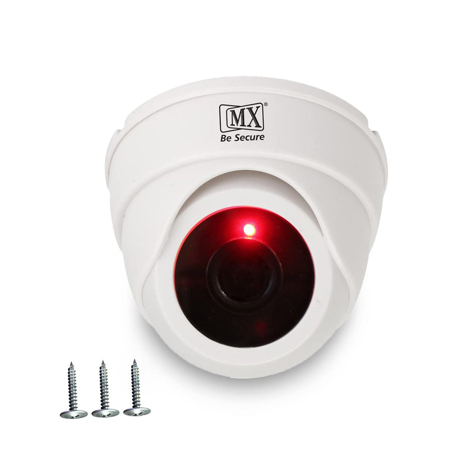 MX Dummy CCTV Camera/Dummy CCTV Dome Camera (Fake Camera No Audio/No Video) with Battery Operated Red Led Light is Ideal for Home, Office