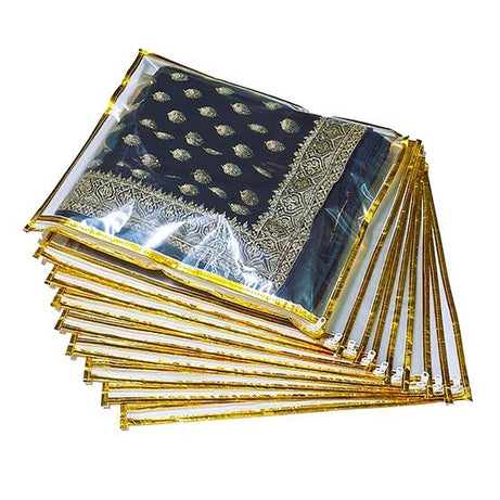 FLY LYF Single Saree Covers With Zip Transparent Suit Cover Packing Bags (Pack of 24) (Pack of 18) (Pack of 12) (Pack of 6) Saree Organizer For Wardrobe Travel Clothes Storage (12)