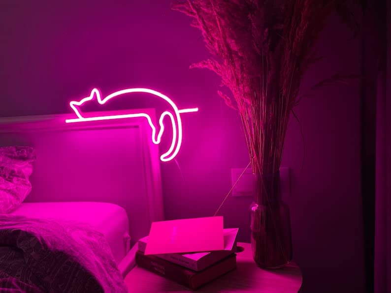 cat neon sign | art decor Neon light | wall art signs cute cat decor | gift LED Neon Lights | cat Wall Decor | Cat neon decor