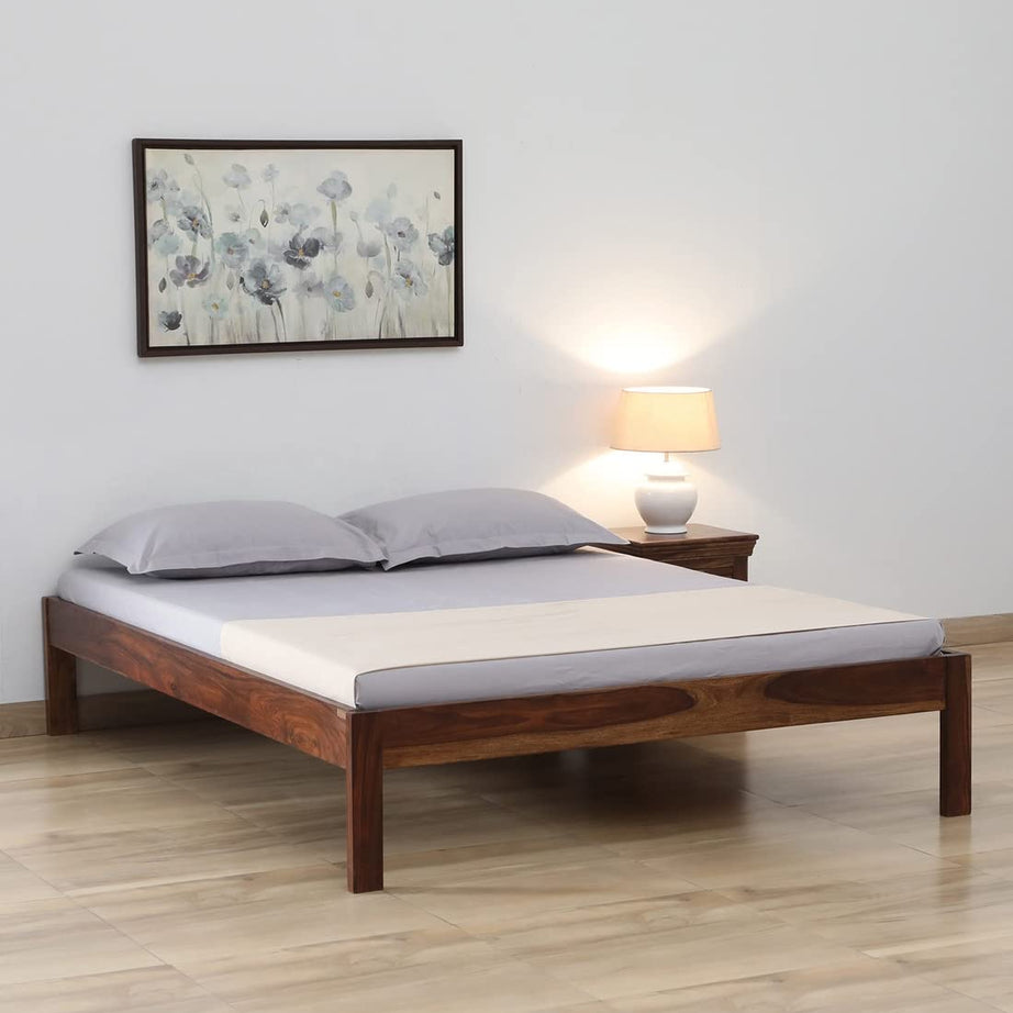 Nord Furniture Solid Wood Bed for Bedroom | Wooden Bed without Storage for Bed Room & Home | Solid Wood (Queen, Ankel 2)