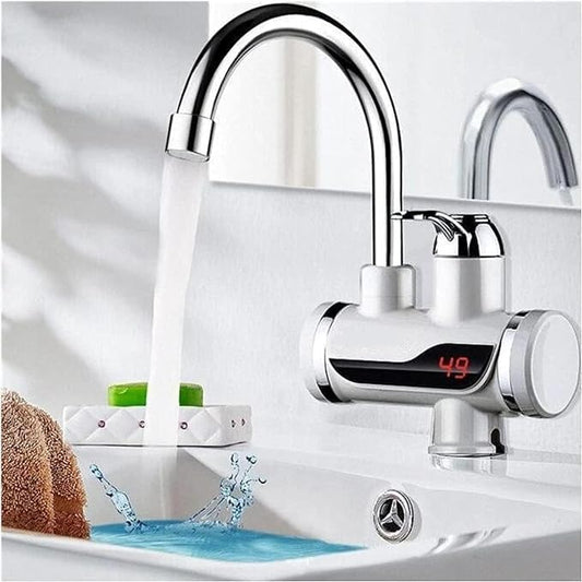 Brewup Electric Wall Mount Water Heater And Tankless Fast Water Heating Tap Instant Hot Kitchen Faucet - With Digital Display, Instant Electric Water Geyser For Bathroom Household