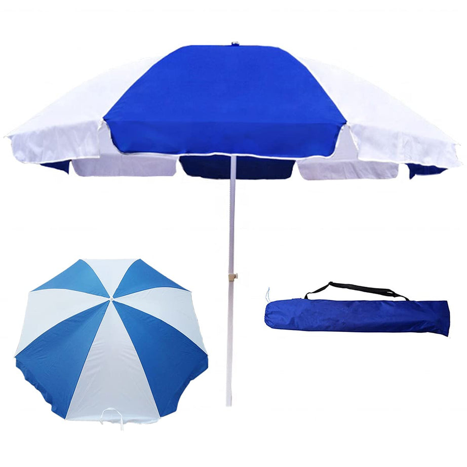 RAINPOPSON Garden Umbrella Outdoor Big Size Heavy Duty Garden Umbrella Diameter (8 Feet) Patio Umbrella for Hotels, restaurants, Beach (Blue & White) (48in/8ft)