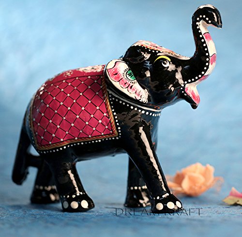 Dreamkraft 6 Inch Paper Mache Elephant Showpiece For Home Decor And Gift Purpose (Red)