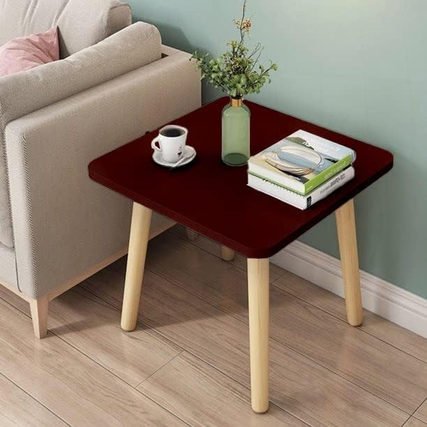 MONDAY MORNING Square Coffee Table, Home Decor Side Table End Table for Living Room, Bedroom, Balcony and Office, Minimalist Wooden Accent Table with Natural Wooden Legs (Brown)