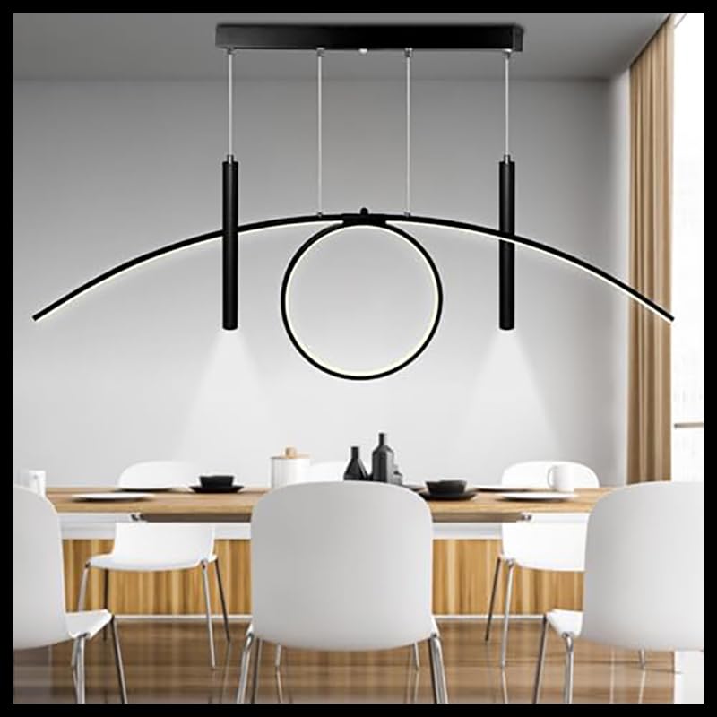 Smartway®- Chandelier for living room,modern,dining table,hall,hanging ceiling light,pendant lamp, 70 Watt Vista Black,Smart Voice Assist (Google, Alexa), App Control