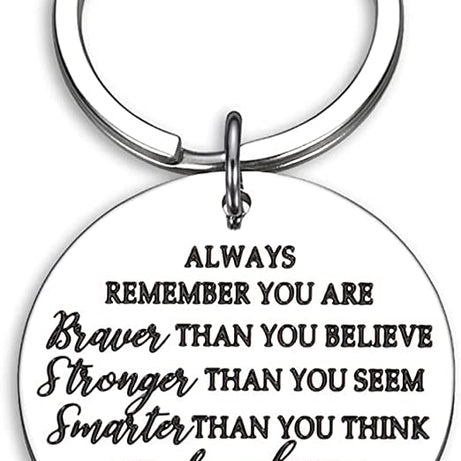 Handmade Items Inspirational Keychain for Women Men Teen Girls Birthday Graduation Gifts for Son Daughter Encouragement Christmas Gifts for Him Her Family Best Friend Always Remember You are Braver