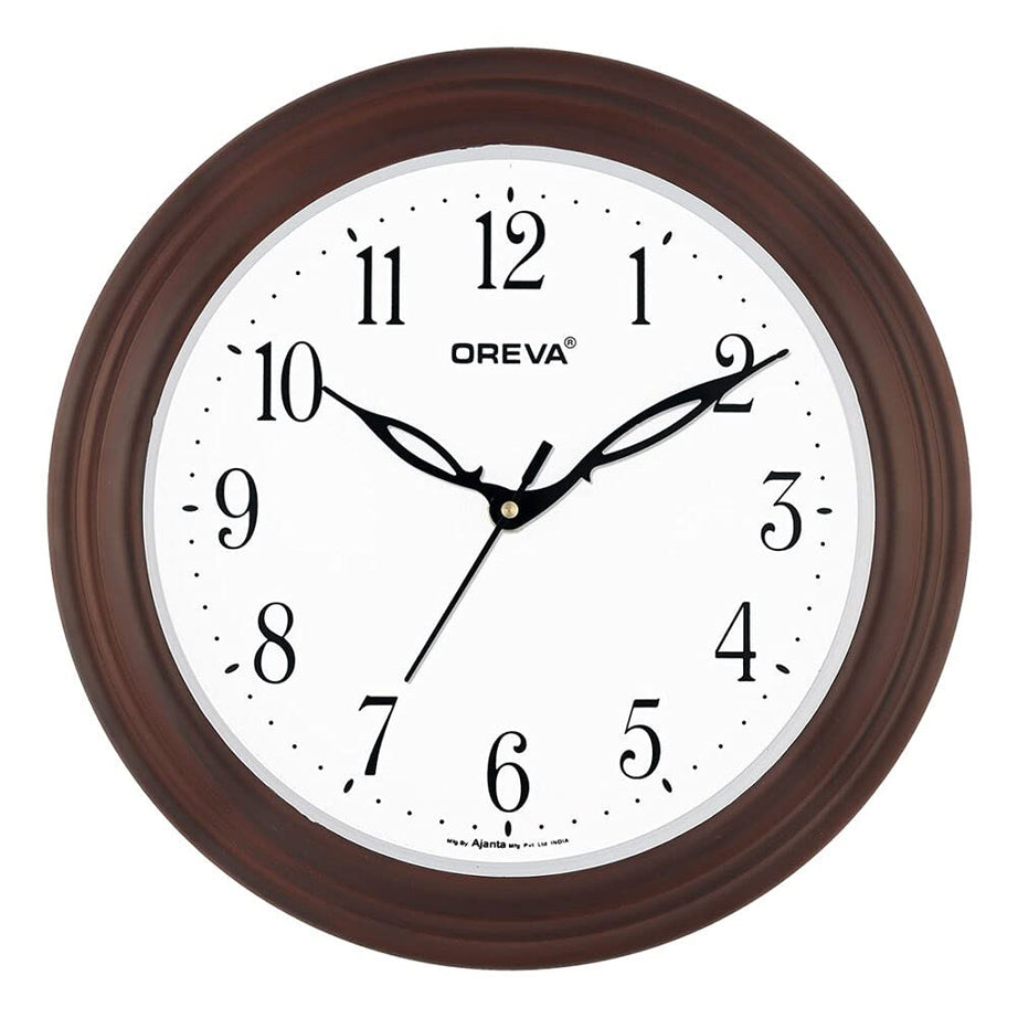 Oreva Plastic Wooden Look Designer Analog Wall Clock (27.5 X 27.5 X 4.3 Cm, Cola, Aq-7297)