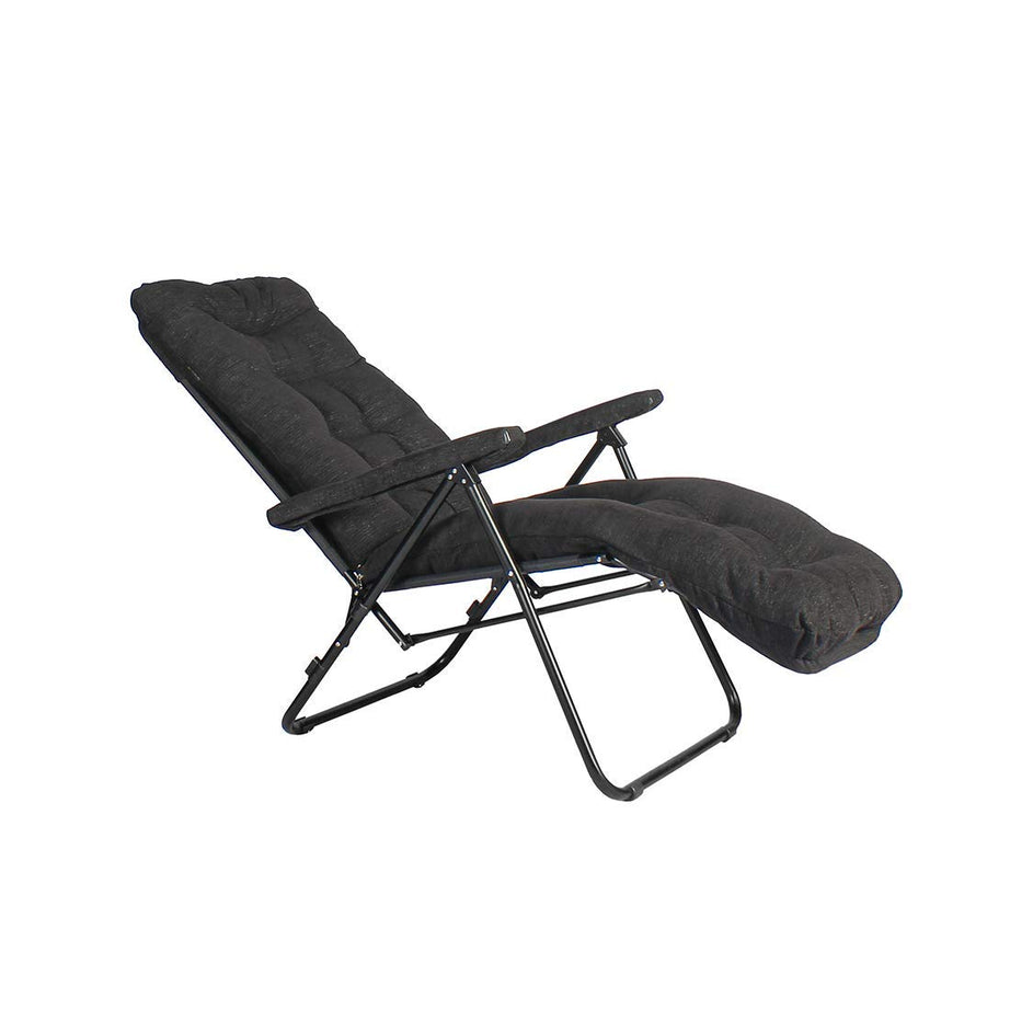 FURLAY Foldable Recliner Easy Chair For Home Use - Multi Position with Arm Rest Locking System (Jet Black,Metal)