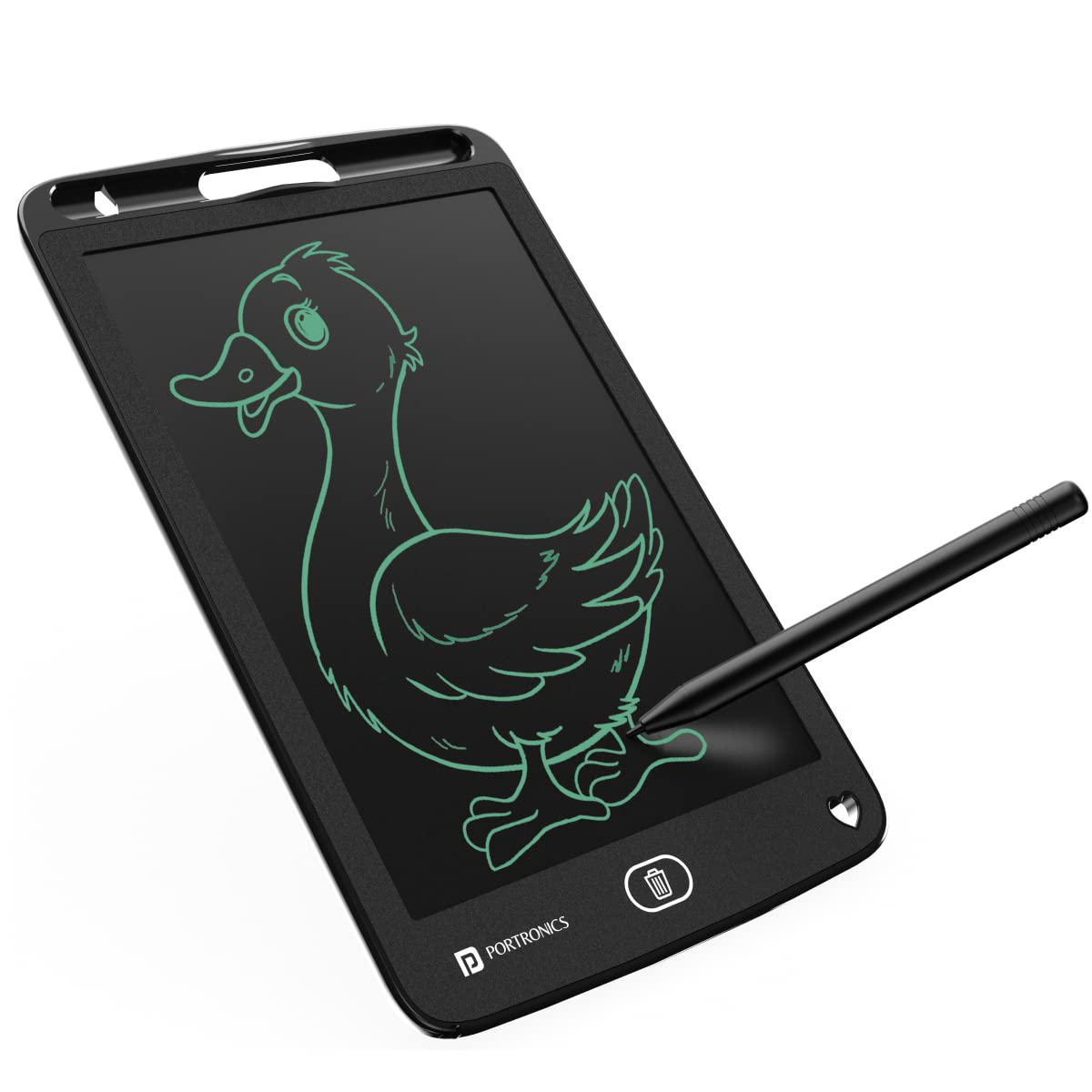 Portronics Ruffpad 8.5E Re-Writable LCD Writing Pad with Screen 21.5cm (8.5-inch) for Drawing, Playing, Handwriting Gifts for Kids & Adults, India's first notepad to save and share your child's first creatives via Ruffpad app on your Smartphone(Black)