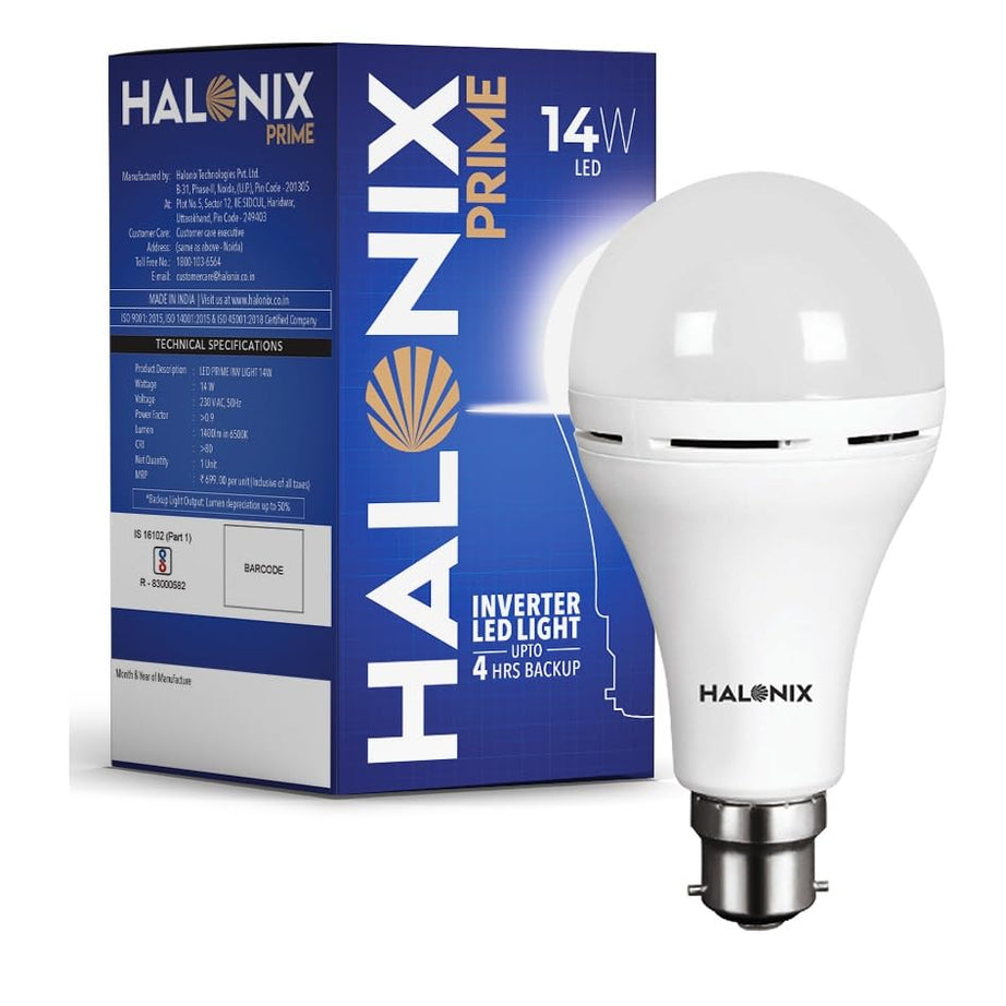 Halonix 14W Emergency Bulb | Rechargeable Emergency Bulb for Power Cuts | Backup : 4hrs | Cool Day Light | Pack of 1 | Rechargeable Emergency light |