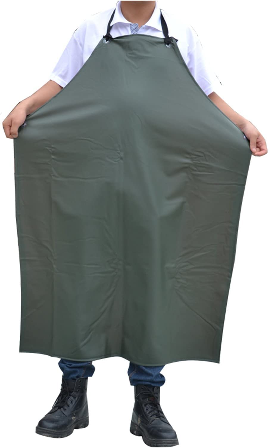 VMC Heavy Duty PVC/Nylon Water Proof Apron Kitchen Restaurant Adjustable Apron Unisex (Green)