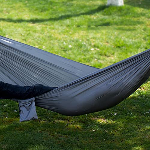 ELBME 2 Person Hanging Hammock Swing Camping Canvas Bed with Straps, Hooks Gray