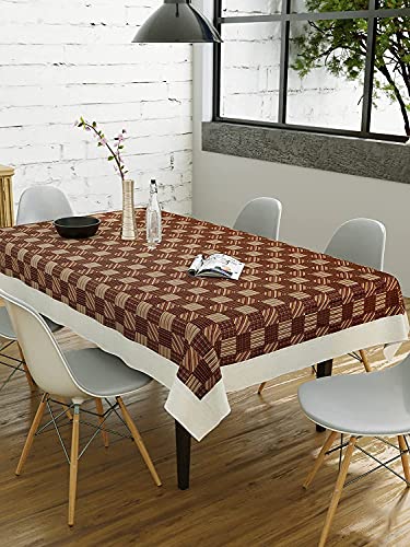 CASA-NEST 2-4 Seater PVC Table Cover; Beige & Brown Squares; Anti Slip; 40x60 Inches; 4 Seater center table cover printed001