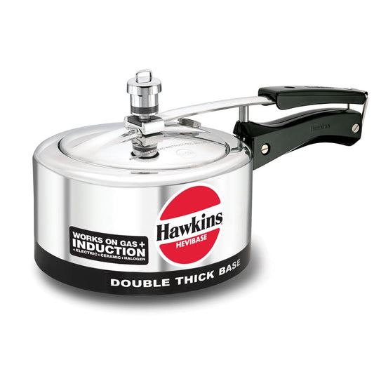 Hawkins Hevibase 2 litre Aluminium Inner Lid Pressure Cooker with Induction Compatible (Silver)