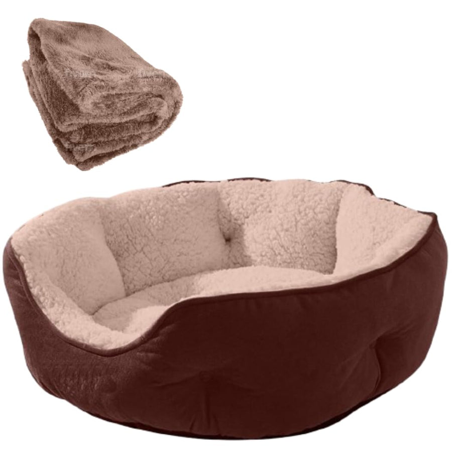 DRILLY Premium Fur Washable dog/cat bed with Blanket for small |medium | large | extra large | XXL |XXXL |4XL size dogs | cats | puppy |pet | rabbit | persian cat | indoor cat (M)