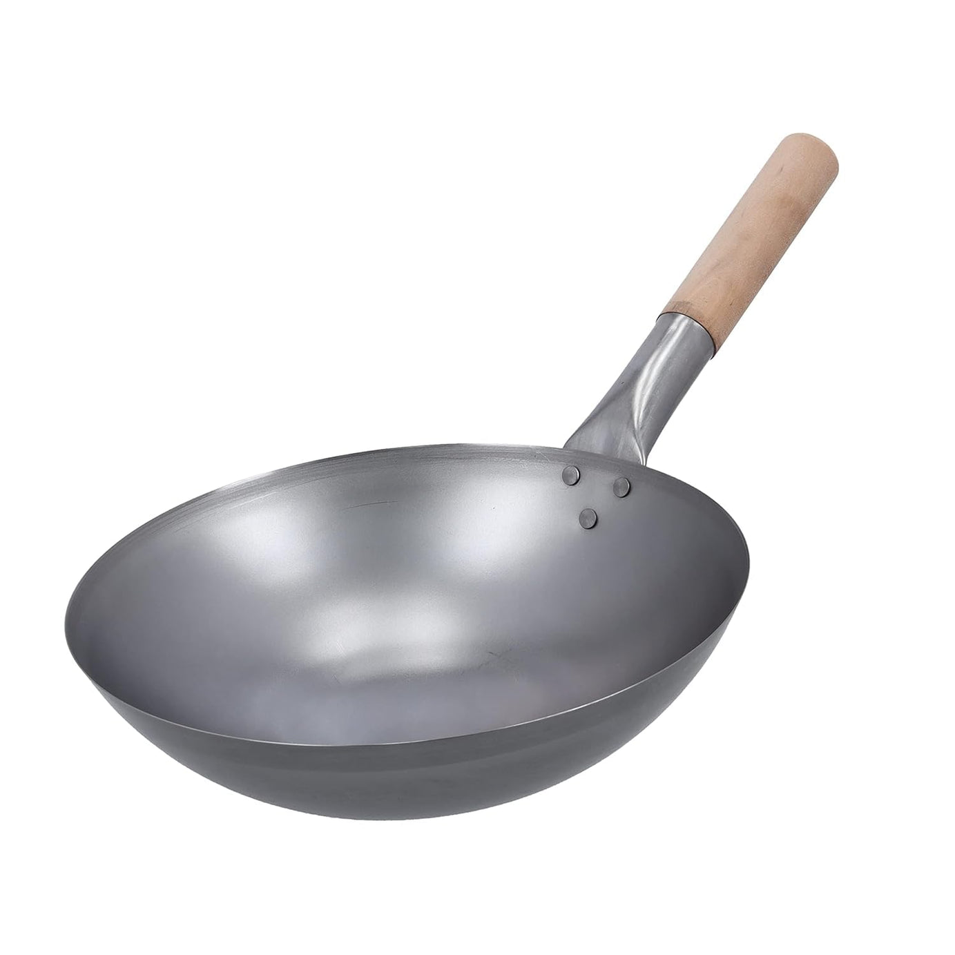 Diktmark Iron Kadhai 12 inch Iron Wok Chinese Kadhai with Wooden Handle Kadai for Noodles Fried Rice Kadai with Handle for Kitchen - 1.5 KG