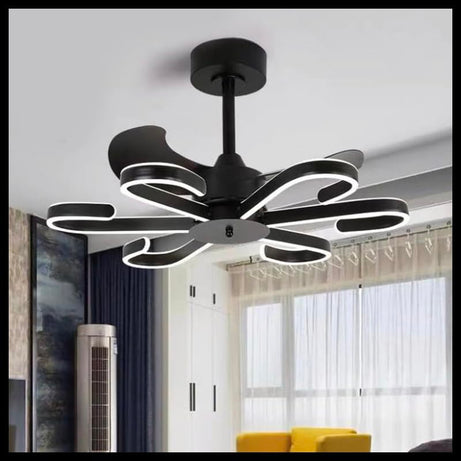 Smartway®- Chandelier for living room,modern,dining table,hall,hanging ceiling light,pendant lamp,26 watt Sigma black Fan with BLDC Motor,Smart Voice Assist (Google, Alexa), App Control