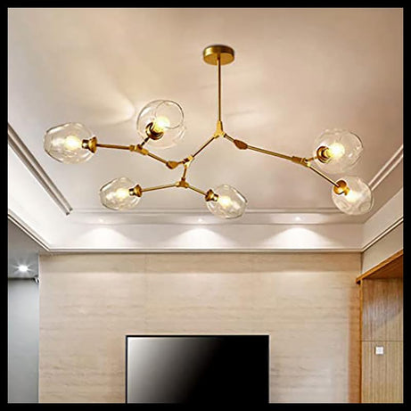 Smartway®- Chandelier for Living Room,Modern,Dining Table,Hall,Hanging Ceiling Light,Pendant lamp, Caesar Gold,Smart Voice Assist (Google, Alexa), App Control