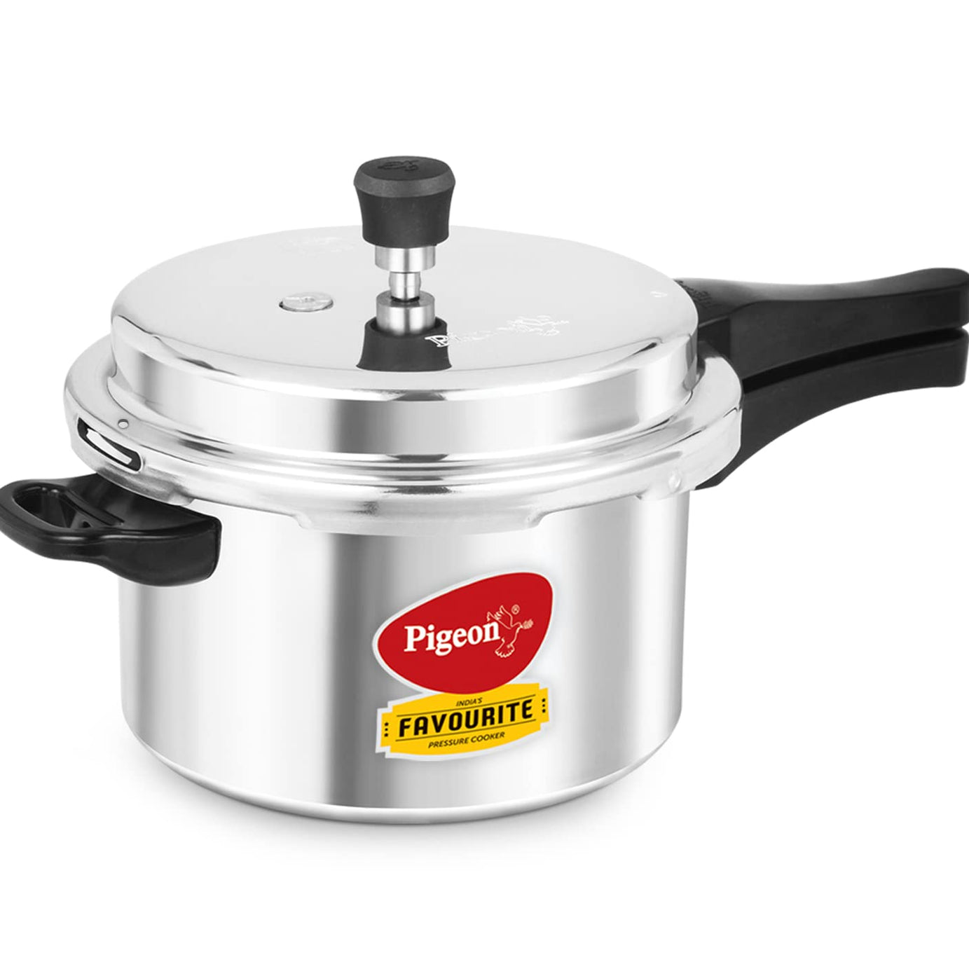 Pigeon By Stovekraft Favourite Aluminium Pressure Cooker with Outer Lid Induction and Gas Stove Compatible 5 Litre Capacity for Healthy Cooking (Silver)