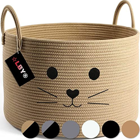 ALBY Lby Ute Cotton Storage Gift Basket, Cute Case For Closet, Packing, Wedding Packaging Organizer Box Jute Basket Handwoven Eco-Friendly Round Shape Foldable Storage Basket (10 X 8 Inch, Gray)