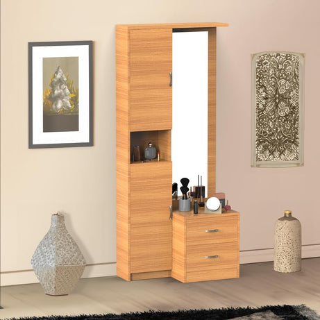 NEEHV HOME Wooden Daisy Dressing Table with Storage Cabinets for Living Room | Bed Room (Bavarian Beech, 41 X 76 X 189)