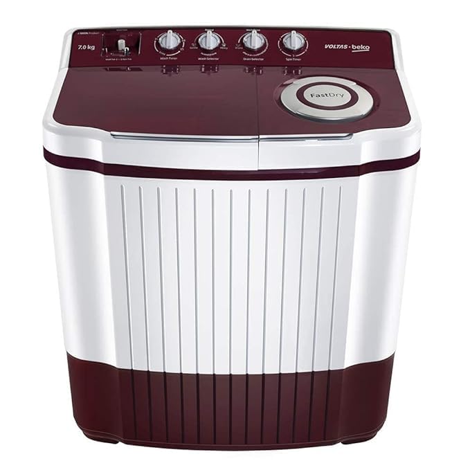 Voltas Beko A Tata Product 7 kg 5 Star 2024 Semi Automatic Top Load Washing Machine Burgundy(WTT70DLIM/UHAB)