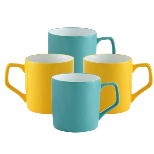 Clay Craft Fine Ceramic Coffee/Tea Mugs - Set of 4, Multicolor, 220 ml each