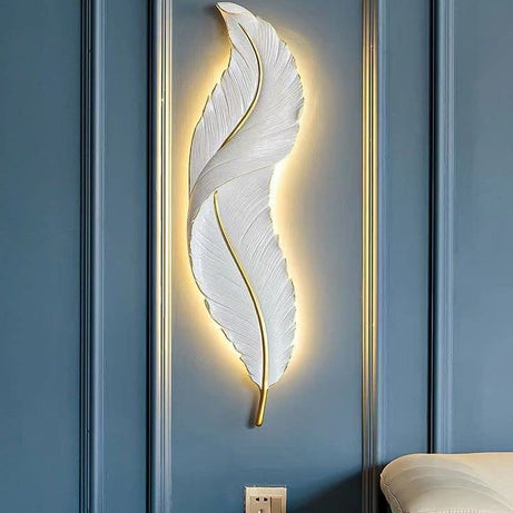 TOUCH WOOD HANDICRAFT LED Lamp, Wall Mounted LED Sconce Lamp, Wall LED Lamps, Feather LED Lamp, Decorative Wall Lamp, White Color