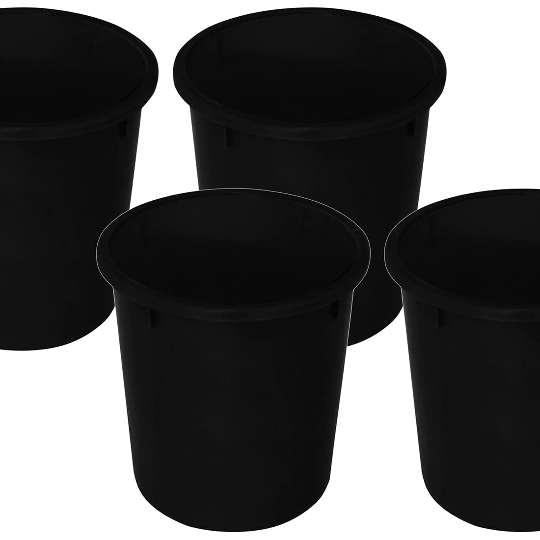 Kuber Industries Plastic Open Plastic Dustbin Without Lid|Garbage Bin For Home, Kitchen, Office, 5Ltr.- Pack of 4 (Black)