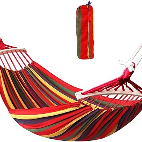 Besillia Hammock 280 x 100 cm with Wooden Spread Bars,Portable Hammock Clefairy Perfect for Camping and Outdoors or Gardens and Travel – Max Load 200kg Red