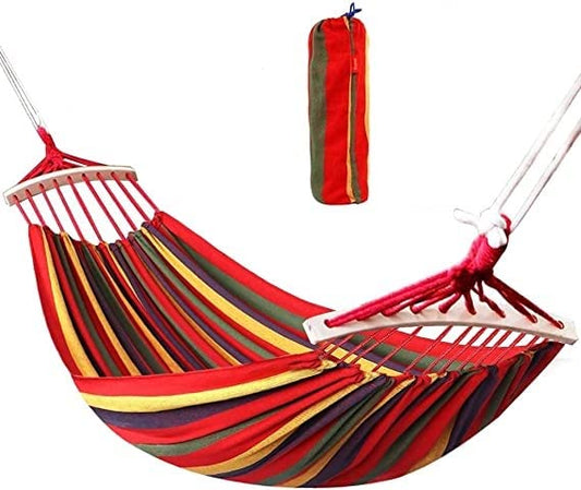 Besillia Hammock 280 x 100 cm with Wooden Spread Bars,Portable Hammock Clefairy Perfect for Camping and Outdoors or Gardens and Travel – Max Load 200kg Red