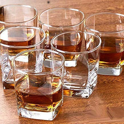 Kosh Diamond Crystal Cut Whiskey Bar Glass for Drinking Bourbon, Whisky, Scotch, Cocktails, Cognac- Old Fashioned Cocktail Tumblers 300 ML (Approx) (Set of 6) (Rock Plaza)