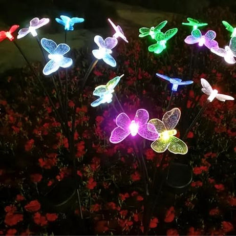 hardoll Solar Lights Outdoor 6 LED Butterfly Lamp for Home Garden Waterproof Decoration(Warm White-Pack of 1, Steady & Flashing Mode)