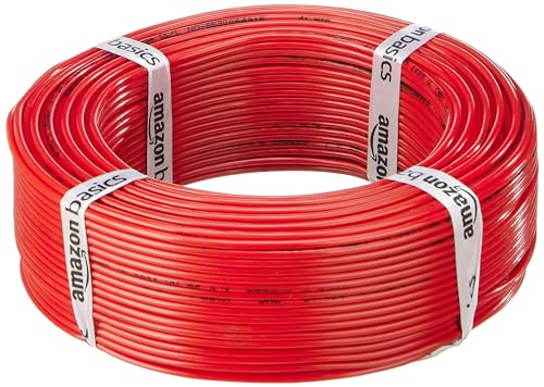 Amazon Basics PVC-Insulated, Single-Core, Multistrand Copper Wire (0.75 sq. mm, 90m, Red)