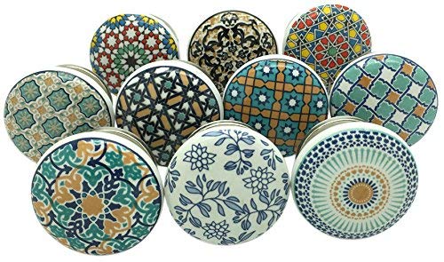 SHWETAIL Ceramic Cupboard Drawer Door Knobs Pull Handles (Multicolour, Pack of 8_38 mm) (Group)