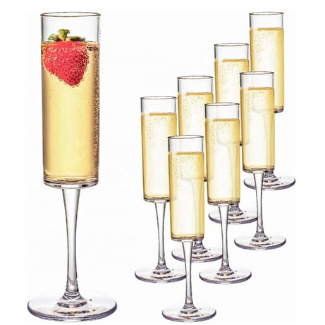 HUNGYAN Stylish Wine Glass 165 ML Set of 6 Elegant Bar Glassware for Champagne Glass Water,Juice,Beer, Drinks and Cocktails and Mixed Drinks Glass Stylish and Unique Long Champ Wine Glass