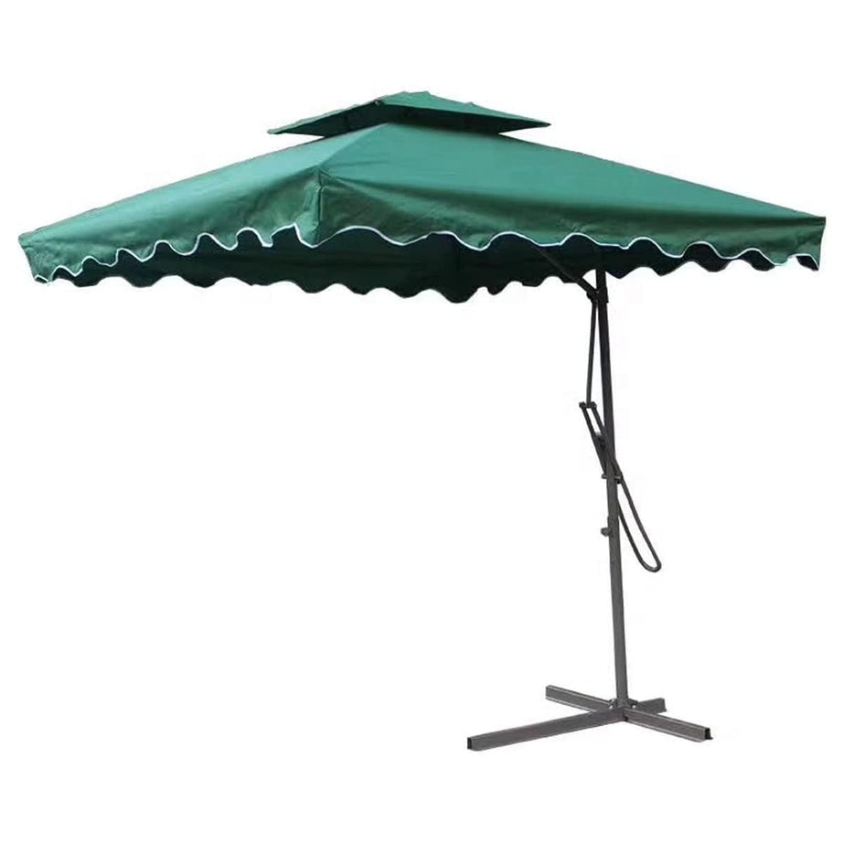 BEYOND SKY Luxury Side Pole Square Shape Outdoor Umbrella (10ft-Green) With 15kgs Stand Patio Holder Umbrella-Outdoor/Cantilever/Garden/Balcony