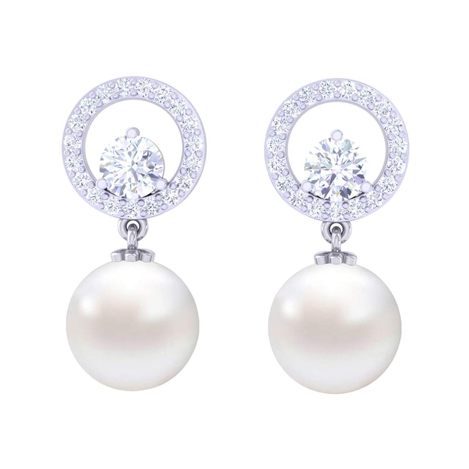 Clara 92.5 Sterling Silver Swiss Zirconia Pearl Earrings | Gift for Women and Girls