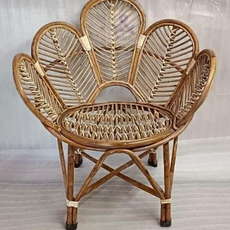 CRAFTCANE Bamboo Cane Flower Chair,Kursi with Cushion for Cafe,Restaurant,Office,Balcony,Garden,Livingroom