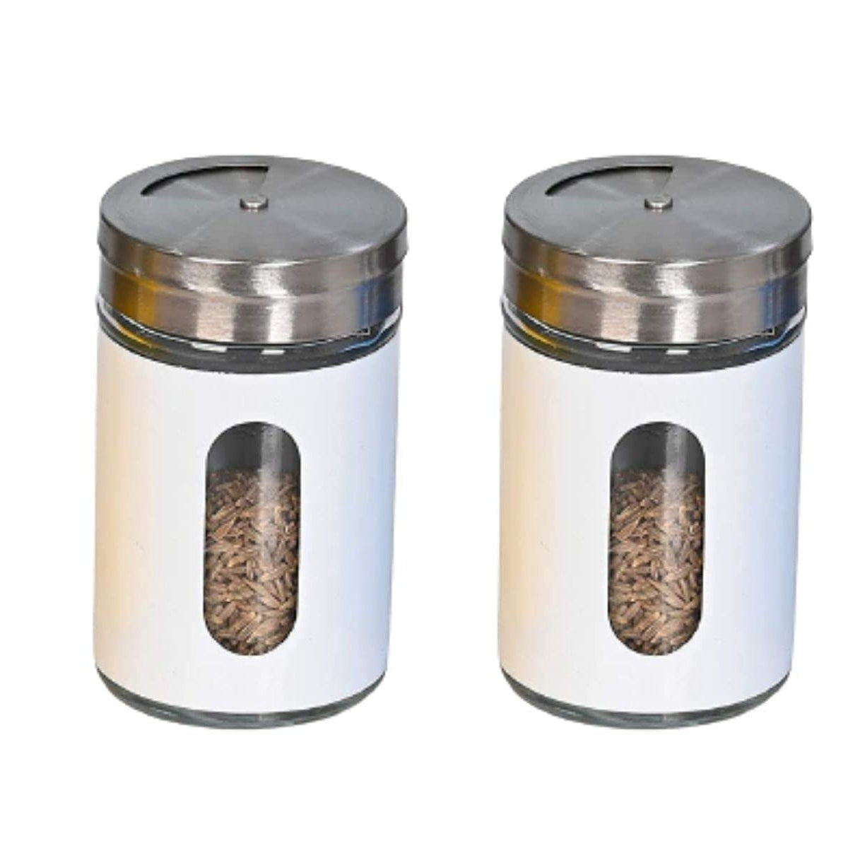 Decor Vibes Salt and Pepper Jar Set for Dining Table, Salt & Pepper Container/Shakers for Kitchen, Spice Jars(Off White, Set of 2)