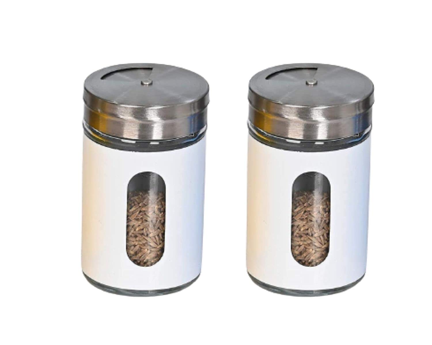 Decor Vibes Salt and Pepper Jar Set for Dining Table, Salt & Pepper Container/Shakers for Kitchen, Spice Jars(Off White, Set of 2)