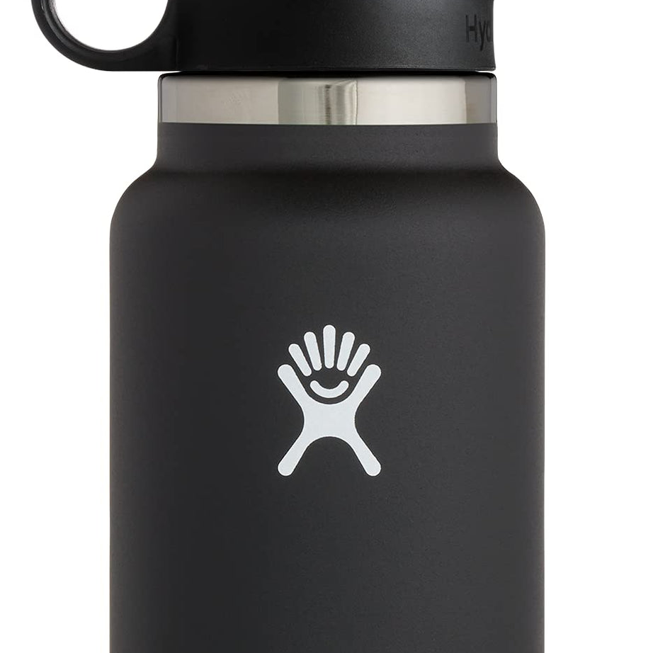 Hydro Flask Wide Mouth 2.0 Water Bottle, Straw Lid - 32 oz, Black