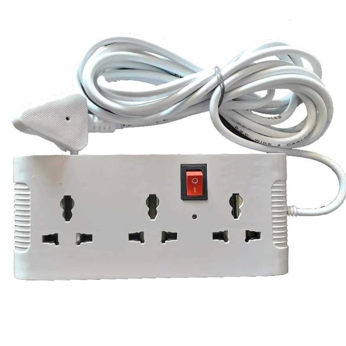 DEPOKE 240 Volts Multi Utility 6 Socket Plug Point Mini Power Strip Extension Cord/Board with Switch and Indicator, 6 International sockets, 2.4 Meter Heavy Duty Long Wire Cord Cable